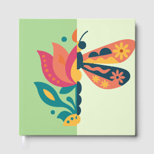 Colourful butterfly decoration with floral element guest book