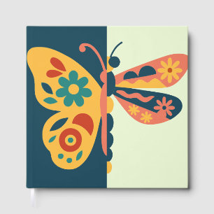 Colourful butterfly decoration with floral element guest book