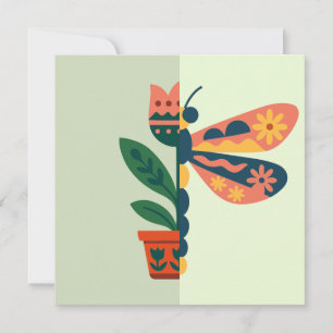 Colourful butterfly decoration with floral element invitation