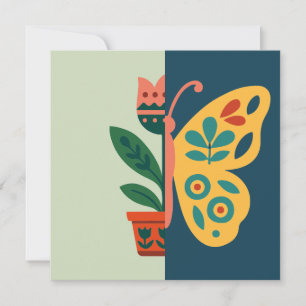 Colourful butterfly decoration with floral element invitation