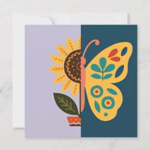 Colourful butterfly decoration with floral element invitation