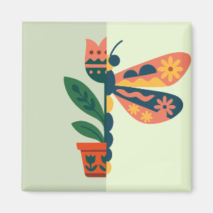 Colourful butterfly decoration with floral element magnet