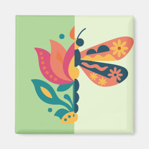 Colourful butterfly decoration with floral element magnet