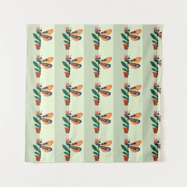 Colourful butterfly decoration with floral element tapestry (Front)