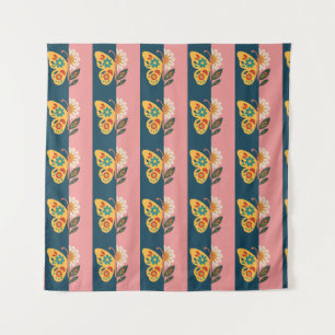 Colourful butterfly decoration with floral element tapestry