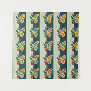 Colourful butterfly decoration with floral element tapestry