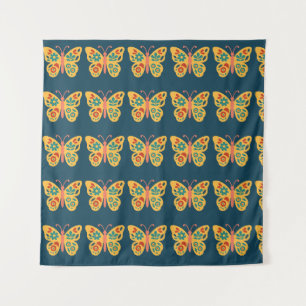 Colourful butterfly decoration with floral element tapestry