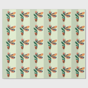 Colourful butterfly decoration with floral element wrapping paper