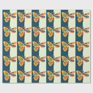 Colourful butterfly decoration with floral element wrapping paper
