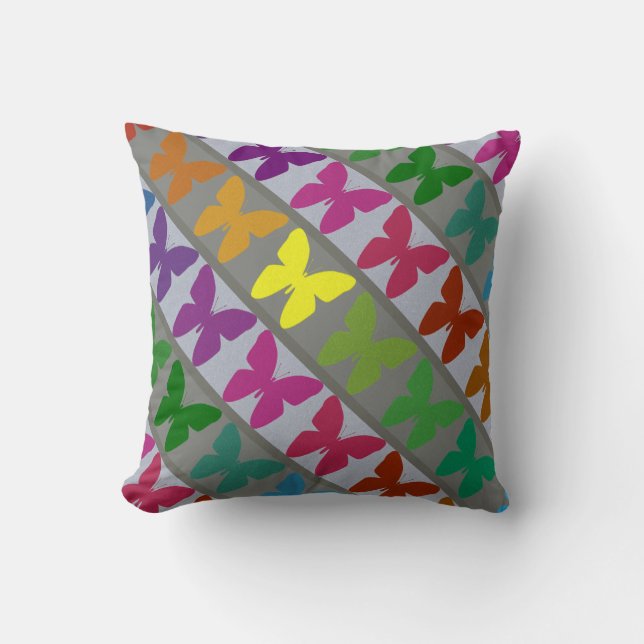 Colourful butterfly design throw pillow (Front)