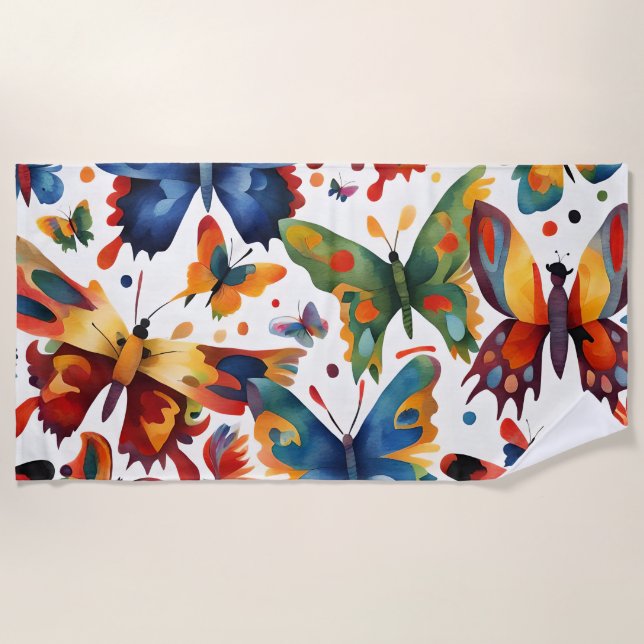 Colourful Butterfly drawing  Beach Towel (Front)