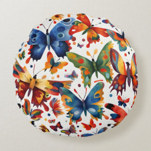 Colourful Butterfly drawing Round Cushion