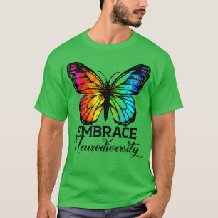 Colourful Butterfly Embrace Neurodiversity Autism T-Shirt