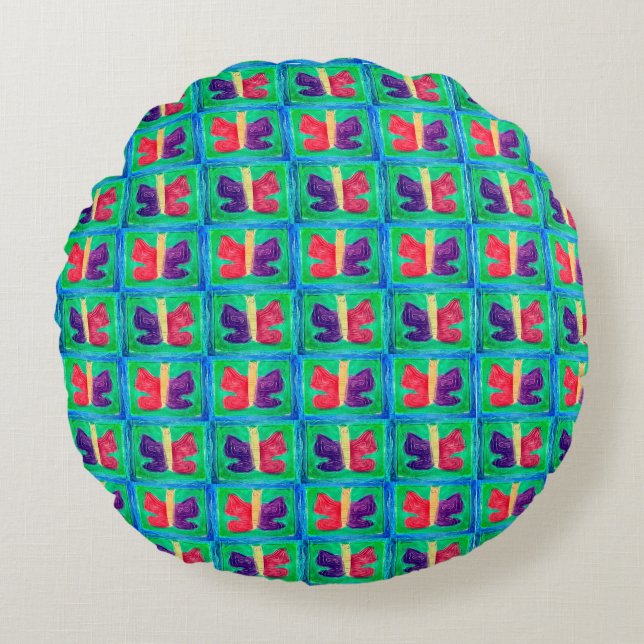  Colourful Butterfly | Filters | Basic | Round Cushion (Front)