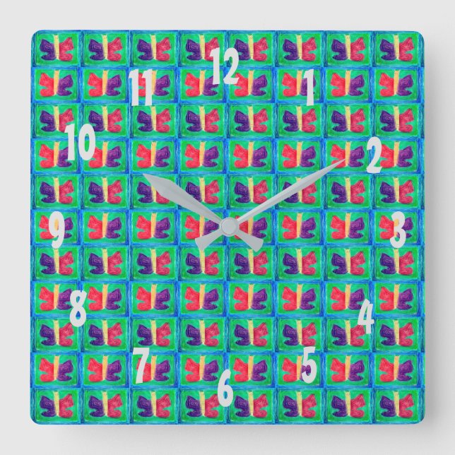  Colourful Butterfly | Filters | Basic | Square Wall Clock (Front)