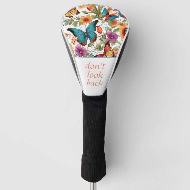 Colourful Butterfly Flowers Pattern Golf Head Cover (Front)