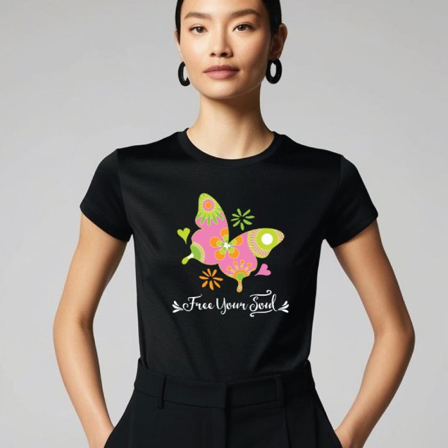 Colourful Butterfly Free Your Soul Retro Tri-Blend Shirt (Creator Uploaded)