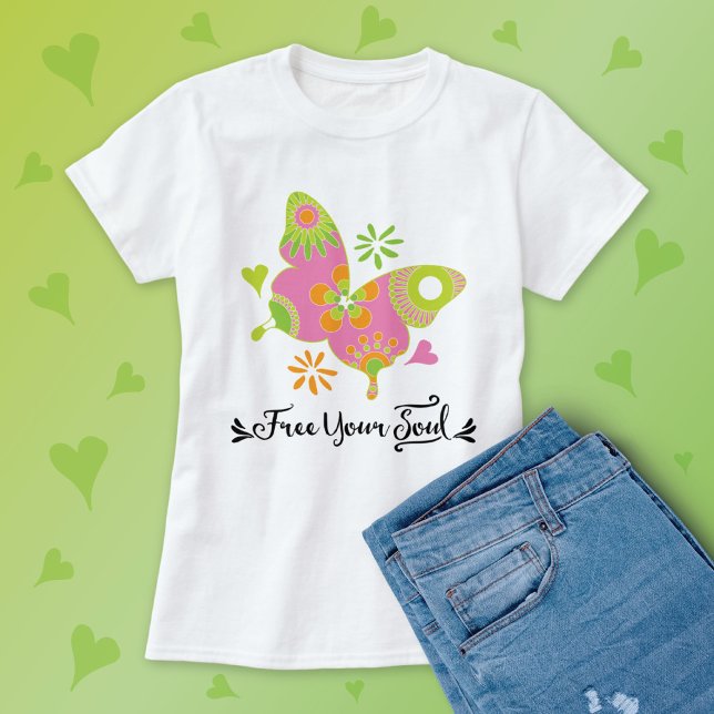 Colourful Butterfly Free Your Soul Retro Tri-Blend Shirt (Creator Uploaded)
