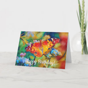 Colourful Butterfly Garden Art Birthday Card