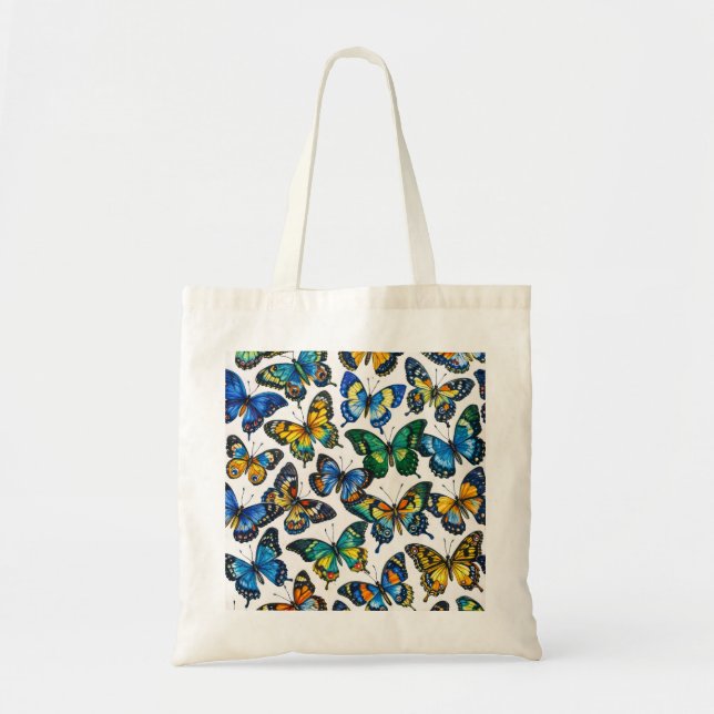 Colourful Butterfly Garden Pattern Tote Bag (Front)