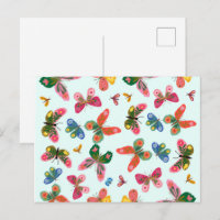 Colourful Butterfly Garden Postcard
