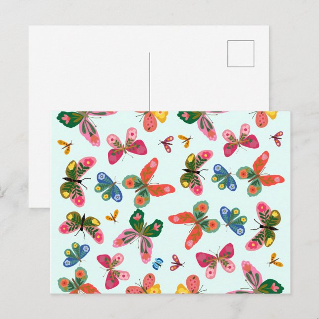 Colourful Butterfly Garden Postcard (Front/Back)