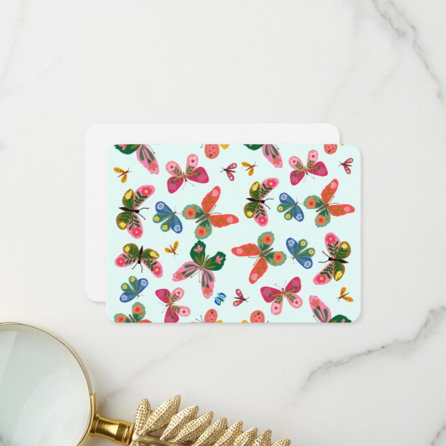 Colourful Butterfly Garden Postcard (Front/Back In Situ)