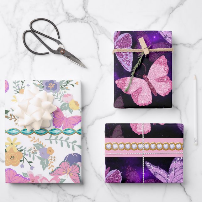 Colourful Butterfly Gift Wrap (Front)