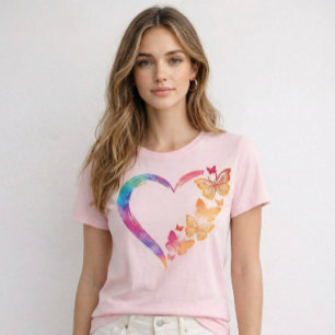Colourful Butterfly Heart Women’s Slim Fit T-Shirt