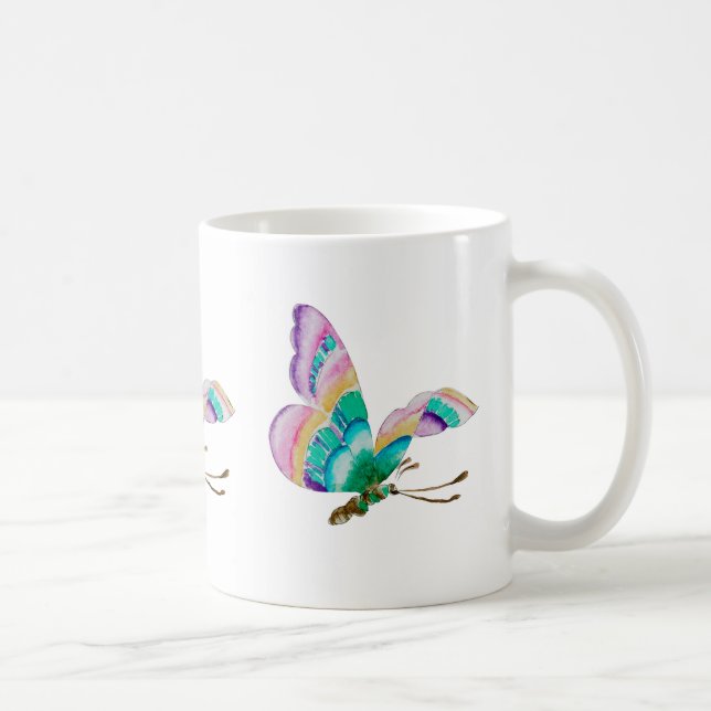 Colourful butterfly illustration coffee mug (Right)