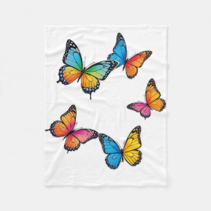 Colourful Butterfly Illustration Fleece Blanket