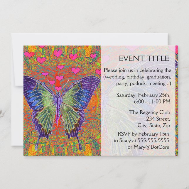Colourful Butterfly Invitation (Front)