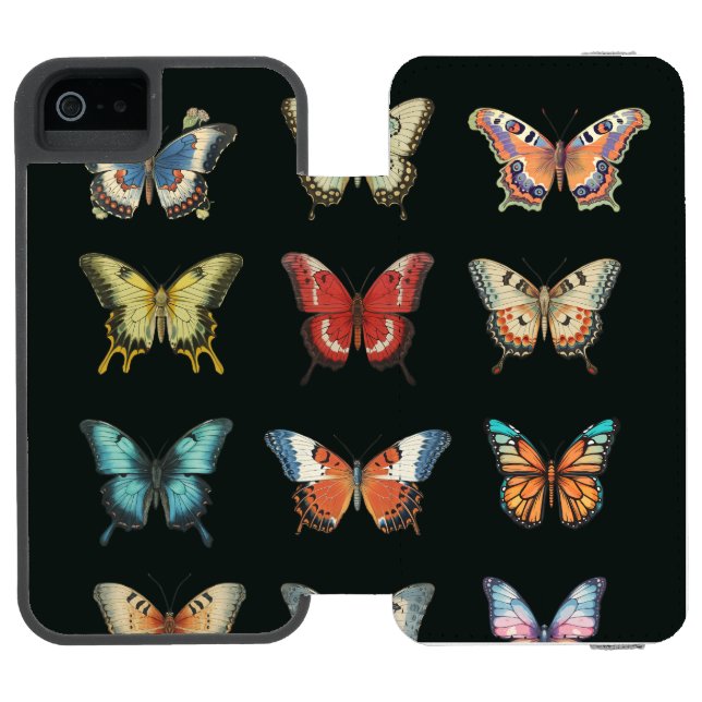 Colourful Butterfly iPhone Wallet Case Incipio iPhone Wallet Case (Folio Open)