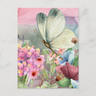Colourful Butterfly Kisses Among Wildflowers Postcard