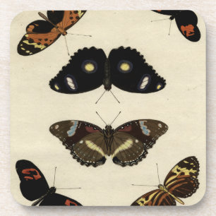 Colourful Butterfly Medley on Cream Background Coaster