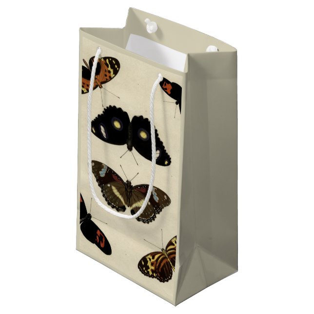 Colourful Butterfly Medley on Cream Background Small Gift Bag (Front Angled)