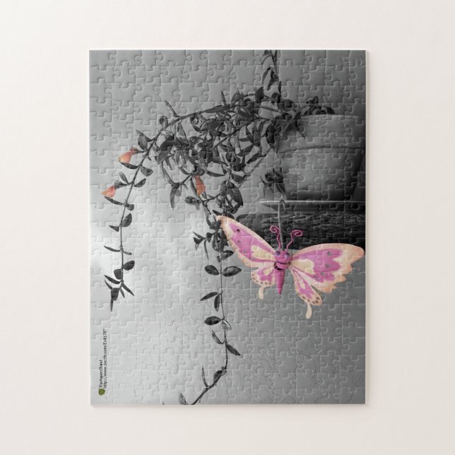 Colourful Butterfly Monochrome Still Life Photo Jigsaw Puzzle (Vertical)