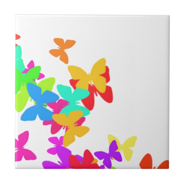 Colourful butterfly mosaic tile (Front)