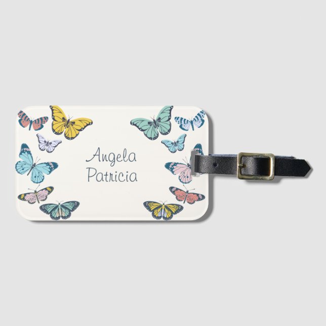 Colourful Butterfly name custom Luggage Tag (Front Horizontal)