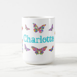 Colourful Butterfly Nature Art Add Name Charlotte Coffee Mug