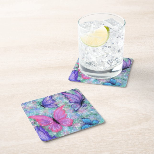 Colourful Butterfly Paper Coaster (Insitu)