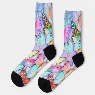 Colourful butterfly pattern design for her Purple Socks