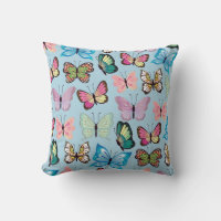 Colourful Butterfly Pattern Pastel Light Blue