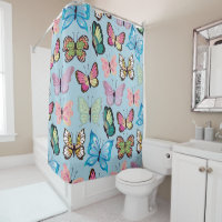 Colourful Butterfly Pattern Pastel Light Blue