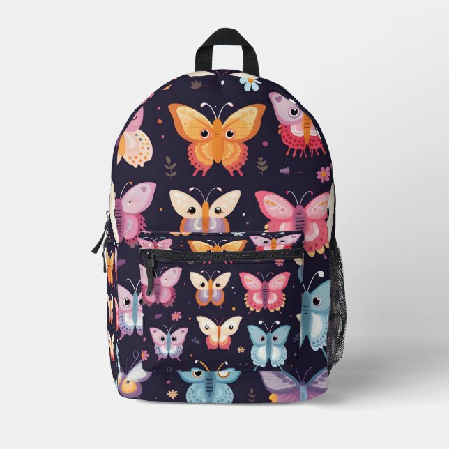 Colourful butterfly pattern Printed Backpack (Front)
