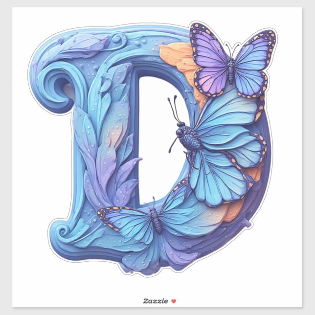 Colourful Butterfly Perched On Bright Blue Letter  (Sheet)
