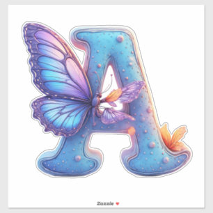 Colourful Butterfly Perched On Bright Blue Letter