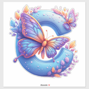 Colourful Butterfly Perched On Bright Blue Letter