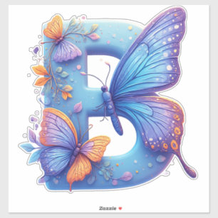 Colourful Butterfly Perched On Bright Blue Letter 