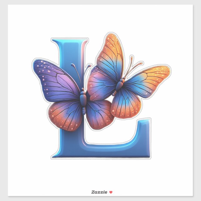 Colourful Butterfly Perched On Bright Blue Letter  (Sheet)